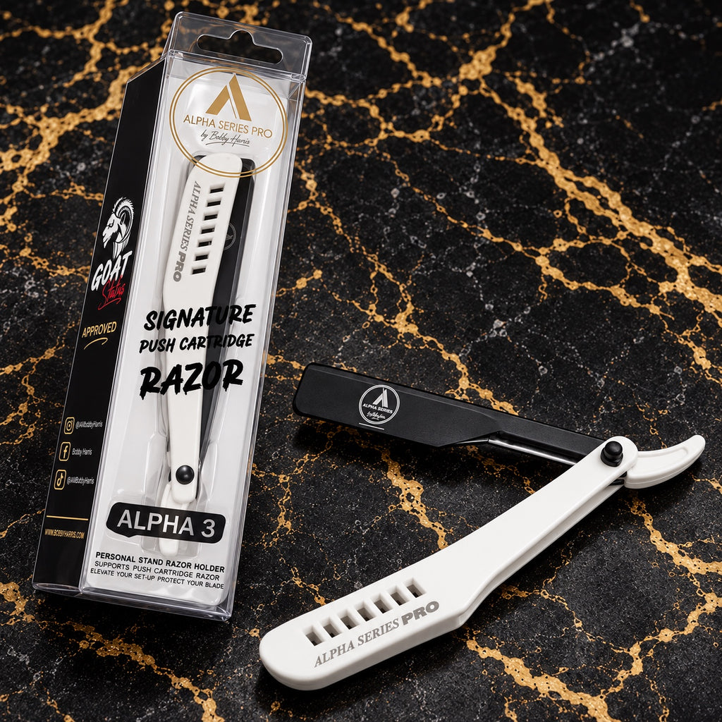 Alpha Series Pro Alpha 3 Plus white cartridge razor with retail packaging