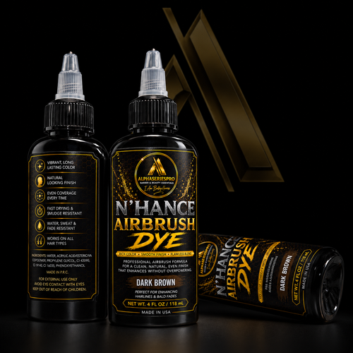 Airbrush Color Enhancement (Dark Brown) 1oz on a black Alpha Series Pro studio background